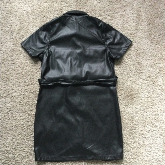 Faux Leather Button Down Dress - Picture 12 of 16